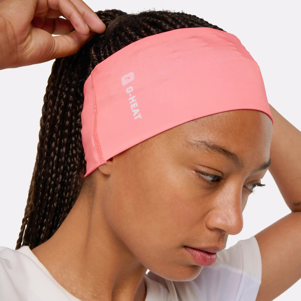 Bandeau rafraîchissant sport corail porté