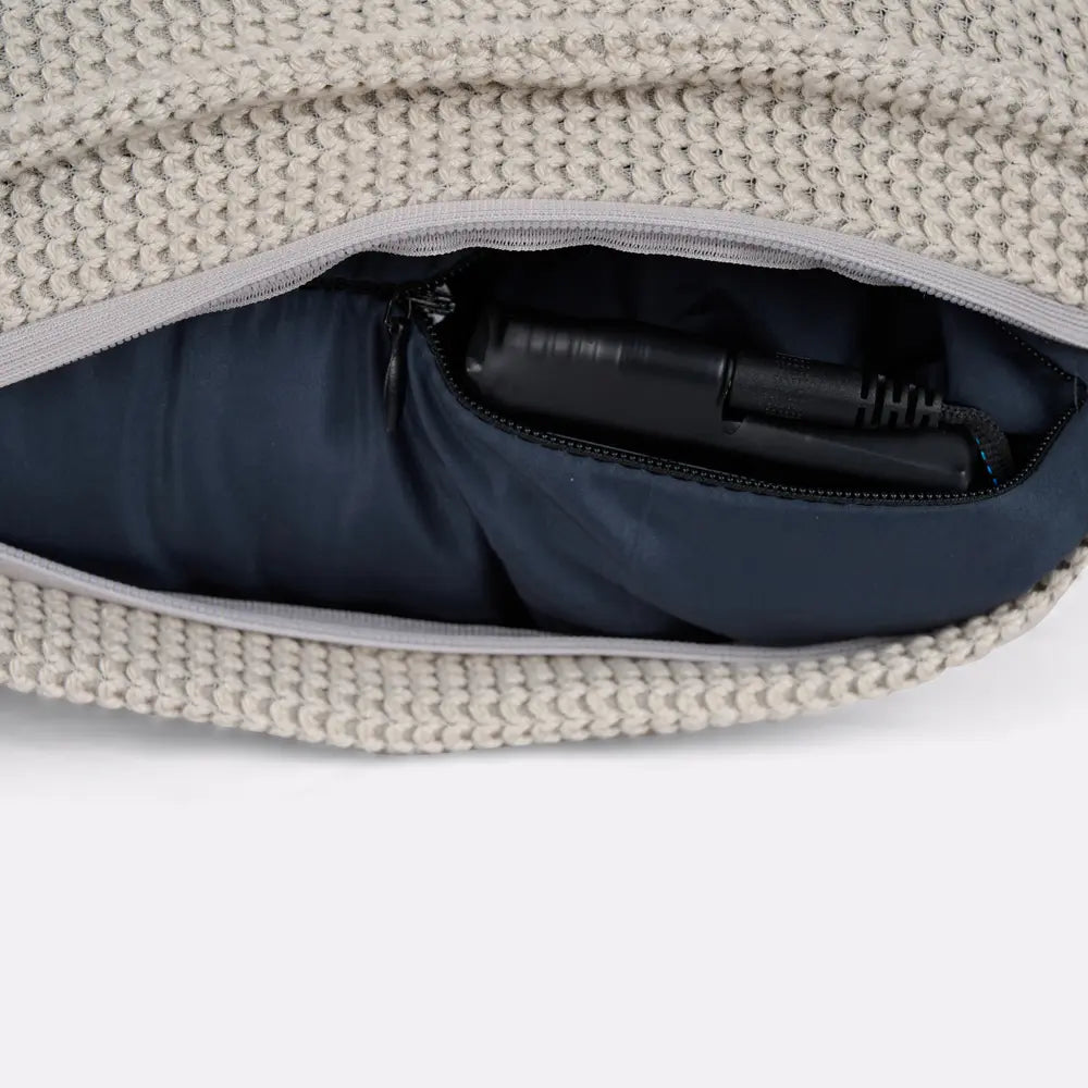 Coussin chauffant beige zoom batterie