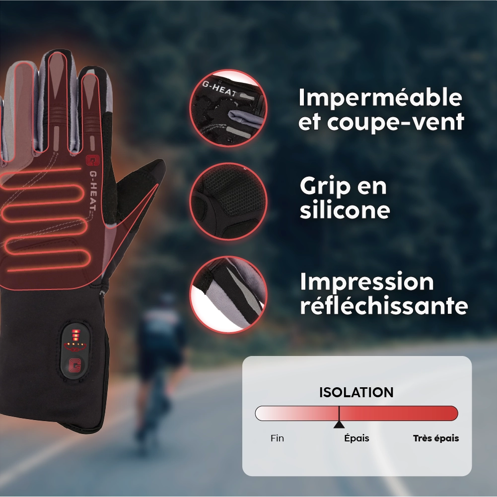 Gants vélo chauffants FLEX+
