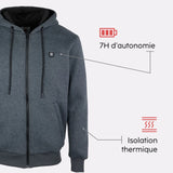 Hoodie chauffant gris à zip G-heat