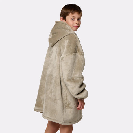 Pull plaid beige enfant de dos