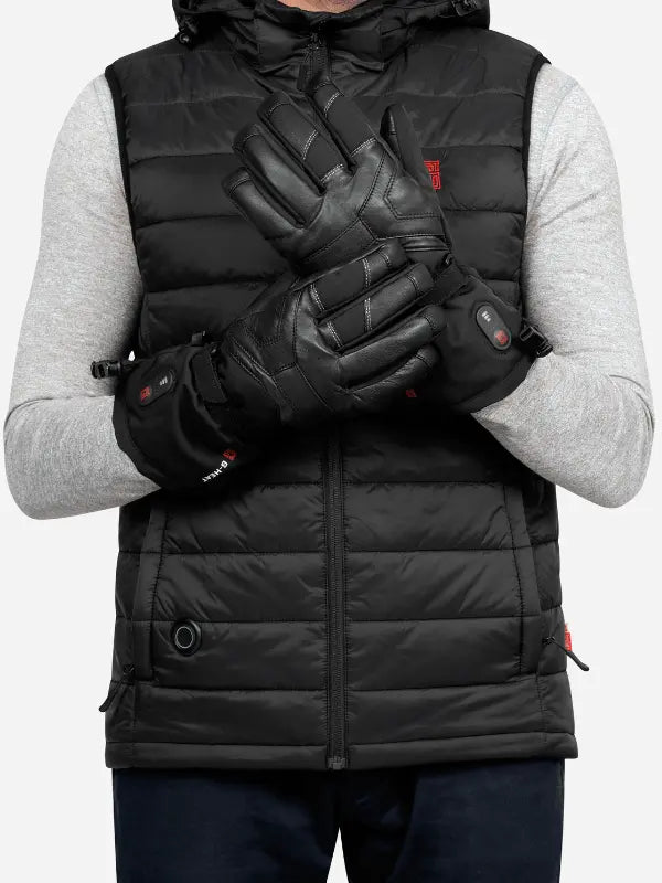 SG05 Beheizbare Lederhandschuhe Ski-G-Heat getragen