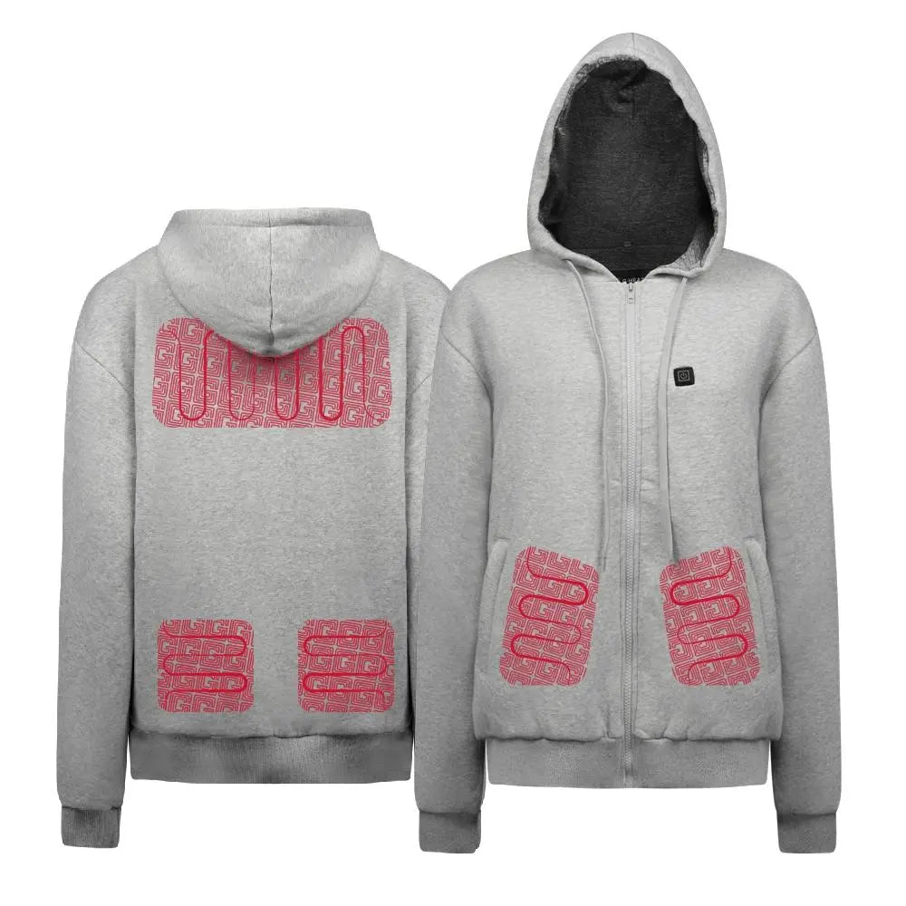 Grey heated hoodie G-Heat heating zones