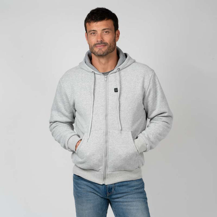 Sudadera gris con capucha y cremallera G-Heat face